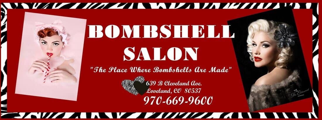 Bombshell Salon brand banner — vintage pin-up styling and zebra border